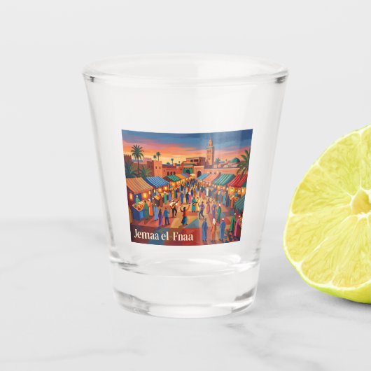 Jemaa el-Fnaa Marokko Shot Glas (Voorkant)