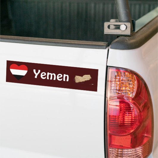 Jemen Flag Heart + Map Bumpersticker (Op Truck)