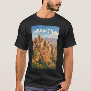 Jemen Illustratie Reis Kunst Vintage T-shirt