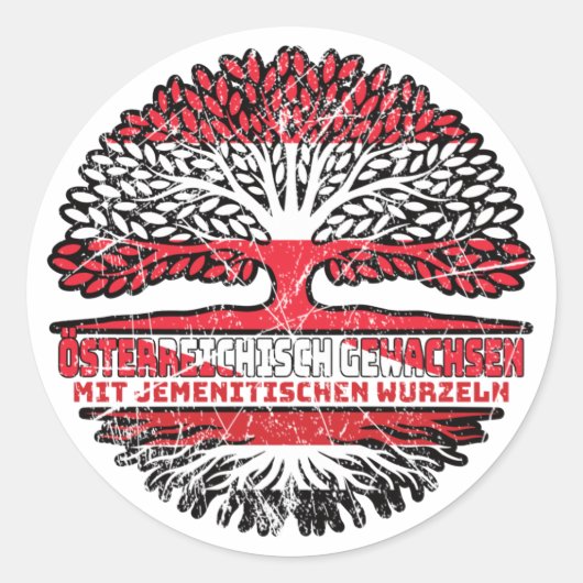 Jemen Jemenitisch Österreichisch Baum Ronde Sticker (Voorkant)