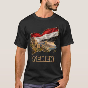 Jemen Kaart & Vlag Historische Architectuur Kunst T-shirt