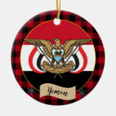 Jemen, Rode buffels en Jemenitische vlag Keramisch Ornament (Voorkant)