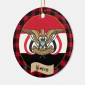 Jemen, Rode buffels en Jemenitische vlag Keramisch Ornament (Links)