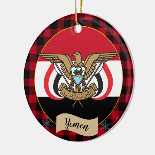 Jemen, Rode buffels en Jemenitische vlag Keramisch Ornament (Links)