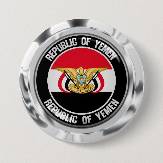 Jemen Round Emblem Ronde Button 7,6 Cm (Voorkant)