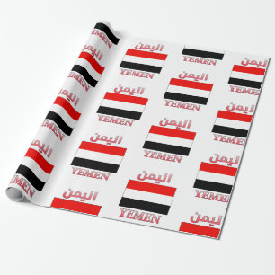 Jemen vlag ا ي م Arabisch en Engels WordArt Paper Cadeaupapier