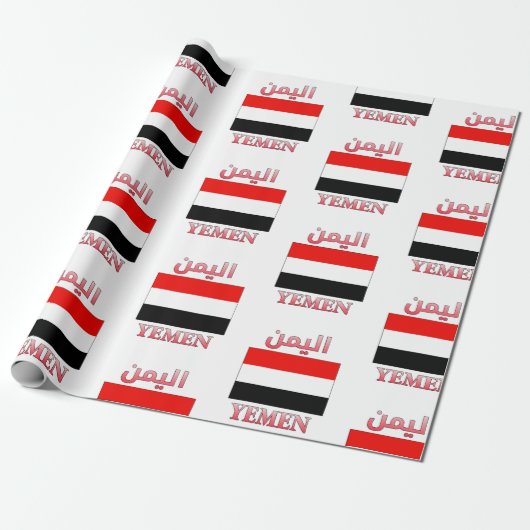 Jemen vlag ا ي م Arabisch en Engels WordArt Paper Cadeaupapier (Uitgerold)