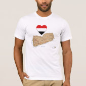 Jemen Vlag Hart en Kaart T-Shirt (Voorkant)