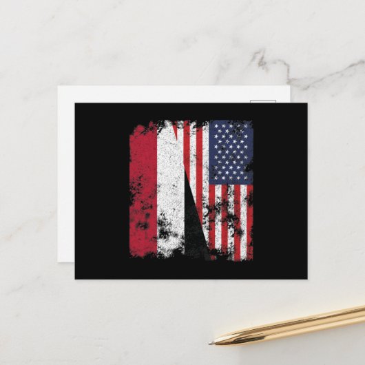Jemen Vlag VS - Half Amerikaans Briefkaart (Voorkant / Achterkant in situ)