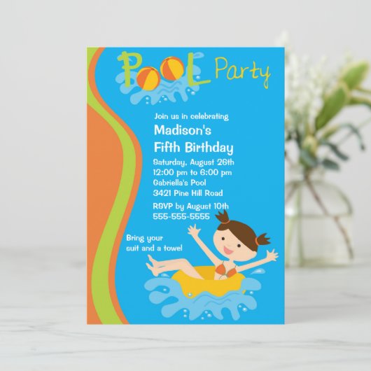 Jemenitische feestdag in CUTE Girl's Pool Kaart (Staand voorkant)