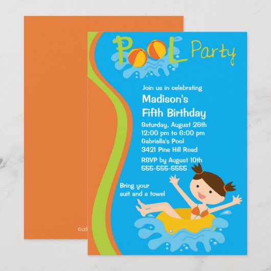 Jemenitische feestdag in CUTE Girl's Pool Kaart (Voorkant / Achterkant)