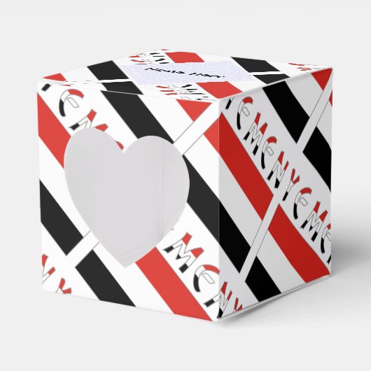 Jemenitische vlag betegeld met zwarte personalisat bedankdoosjes (Voorkant Zijde)