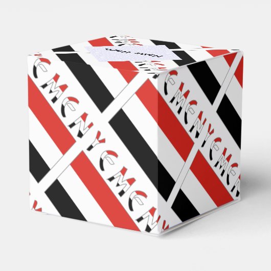 Jemenitische vlag betegeld met zwarte personalisat bedankdoosjes (Achterkant)