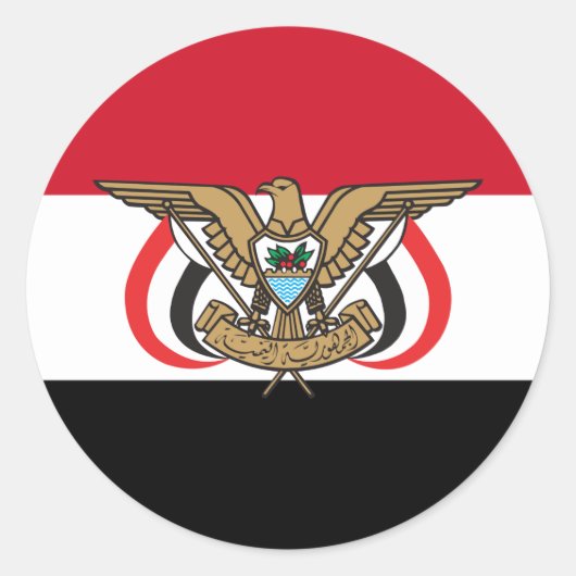 Jemenitische vlag en Embleem, vlag van Jemen Ronde Sticker (Voorkant)