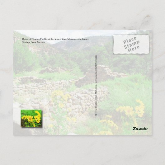 Jemez Pueblo Ruins, Staatsmonument van Jemez, NM Briefkaart (Achterkant)
