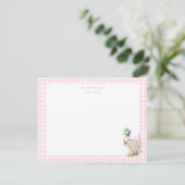 Jemima Duck met roze Gingham Border Baby meisje Bedankkaart (Staand voorkant)