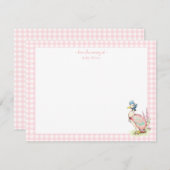 Jemima Duck met roze Gingham Border Baby meisje Bedankkaart (Voorkant / Achterkant)