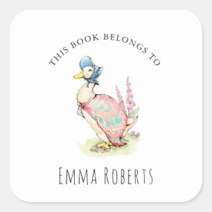 Jemima Duck 'This Book Belongs' Kinder boekenplaat Vierkante Sticker