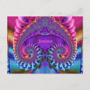 JEMIMA ~ Glossy Briefkaart 3D Pink Blue Paars Zany