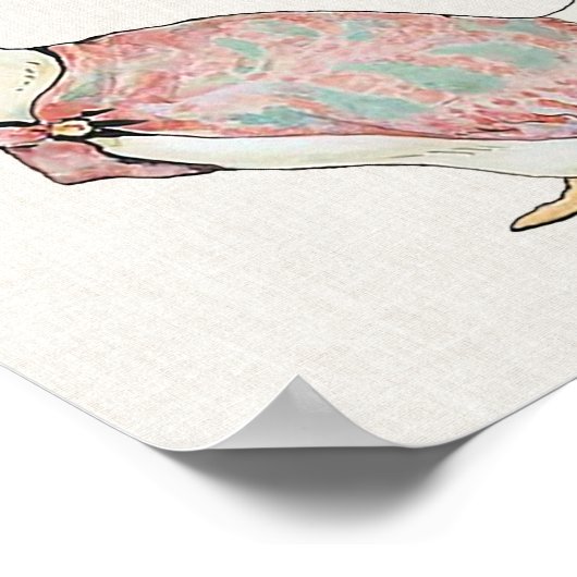 Jemima Puddle Duck Beige Linnen Achtergrond  Poster (Hoek)