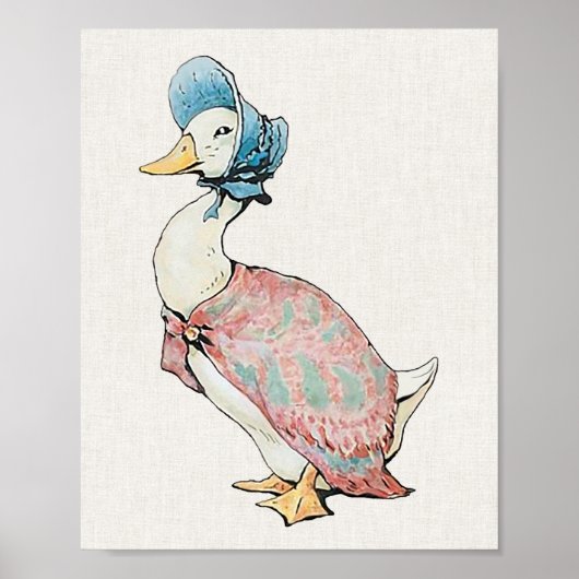 Jemima Puddle Duck Beige Linnen Achtergrond  Poster (Voorkant)