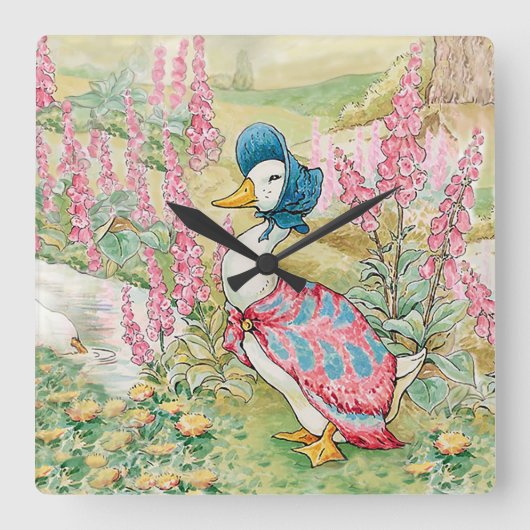 Jemima Puddle Duck bij het meer Vierkante Klok (Voorkant)