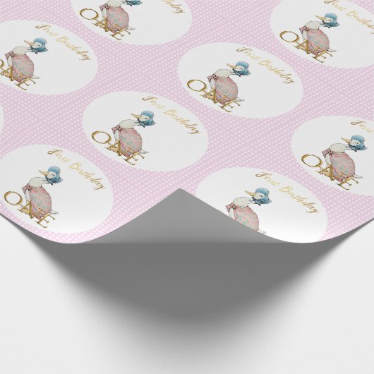 Jemima Puddle Duck Eerste Verjaardag Cadeaupapier (Hoek)