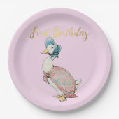 Jemima Puddle Duck "First Birthday" Tekst Papieren Bordje (Voorkant)