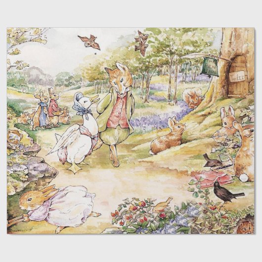 Jemima Puddle Duck loopt met Fox Cadeaupapier (Vlak)