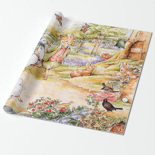 Jemima Puddle Duck loopt met Fox Cadeaupapier