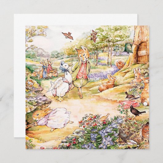 Jemima Puddle Duck loopt met Fox Kaart (Voorkant / Achterkant)