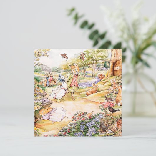 Jemima Puddle Duck loopt met Fox Kaart (Staand voorkant)