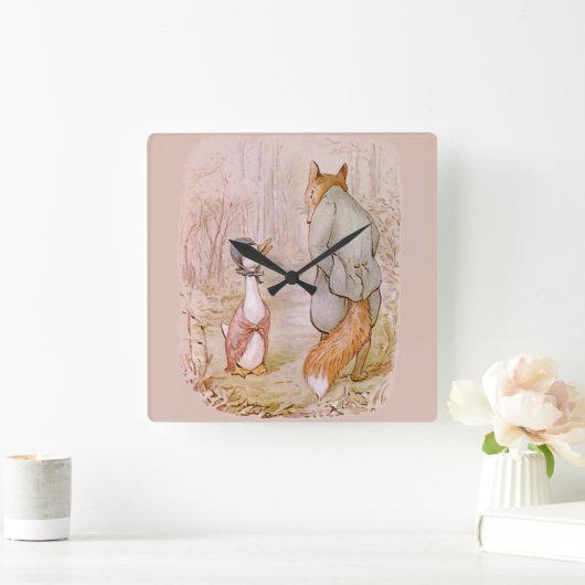 Jemima Puddle Duck Vierkante Klok (Huis)