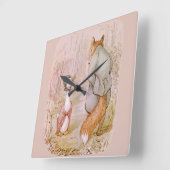 Jemima Puddle Duck Vierkante Klok (Hoek)