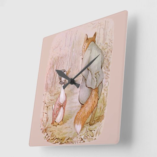 Jemima Puddle Duck Vierkante Klok (Hoek)