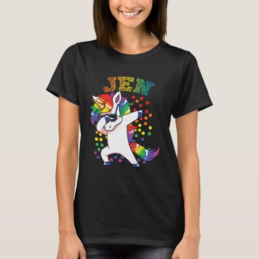 Jen Dabbing Unicorn T-shirt (Voorkant)
