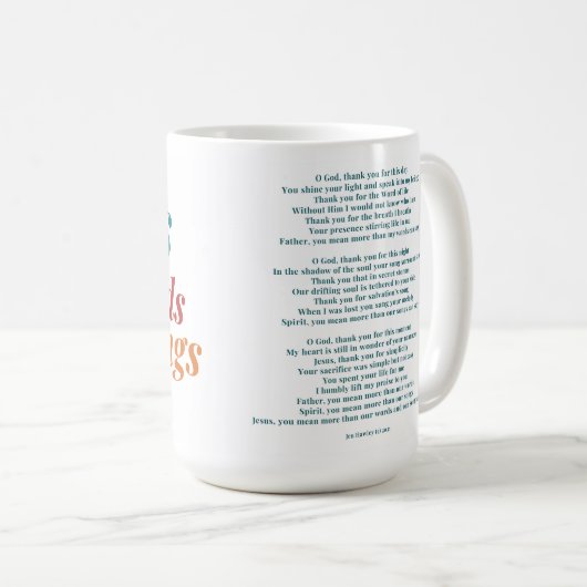 Jen Hawley Woorden en liedjes Mok met tekst (Voorkant rechts)