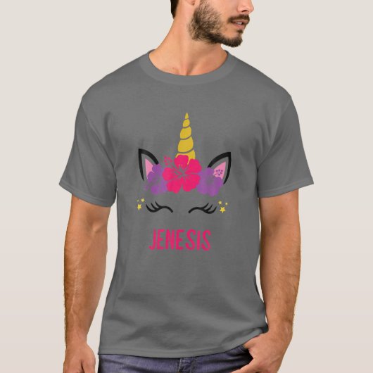 JENESIS Persoonlijk Unicorn Face T-shirt (Voorkant)