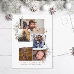 Jeneverbes Fotocollage Feestdagenkaart<br><div class="desc">5 fotogebieden in verschillende oriëntaties; wit "lijst" kan worden gewijzigd in elke kleur in de editor; Kies ook uw eigen lettertypen! Voeg een bericht toe aan de achterkant of meer foto's indien gewenst.</div>
