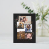 Jeneverbes Fotocollage Zwart Feestdagenkaart (Staand voorkant)