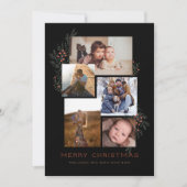 Jeneverbes Fotocollage Zwart Feestdagenkaart (Voorkant)