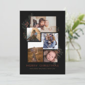 Jeneverbes Fotocollage Zwart Feestdagenkaart (Staand voorkant)