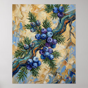 Jeneverbes Olie Schilderij met Textuur Kunst Poster