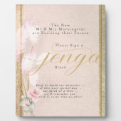 Jenga Block Blush RoseGold en Pampas Grass Plaqu Fotoplaat (Voorkant)