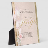 Jenga Block Blush RoseGold en Pampas Grass Plaqu Fotoplaat (Zijkant)