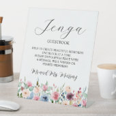 Jenga Bruiloft Gastenboek Elegante Blush Rozen Reclamebord Met Voetstuk (Insitu)