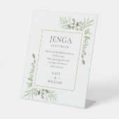 Jenga bruiloft gastenboek Waterverf groen Reclamebord Met Voetstuk (Voorkant)