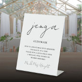 Jenga Gastenboek Minimalistisch Script Zwart-Wit Reclamebord Met Voetstuk