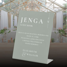 Jenga-gastenboek saliegroen minimalistisch modern