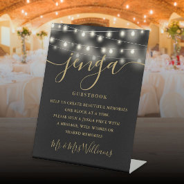 Jenga Huwelijksgastenboek Sliert Lichtjes Zwart Go Reclamebord Met Voetstuk